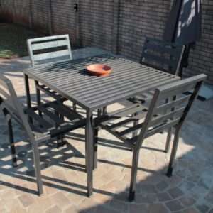 4x Steel Chair and Table Patio Set
